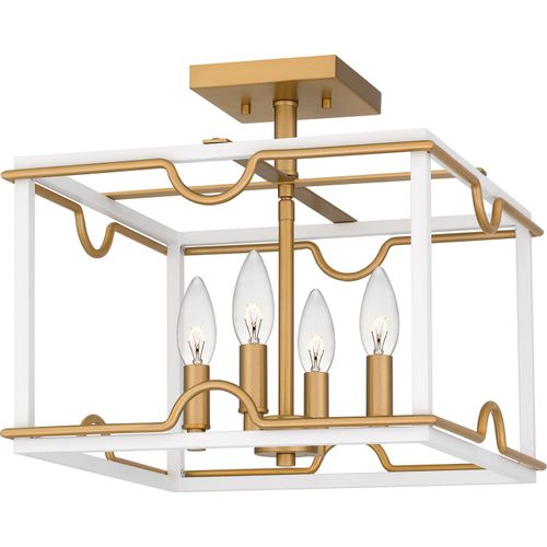 Matte White Four Light Semi Flush Mount from the Brinkman Collection