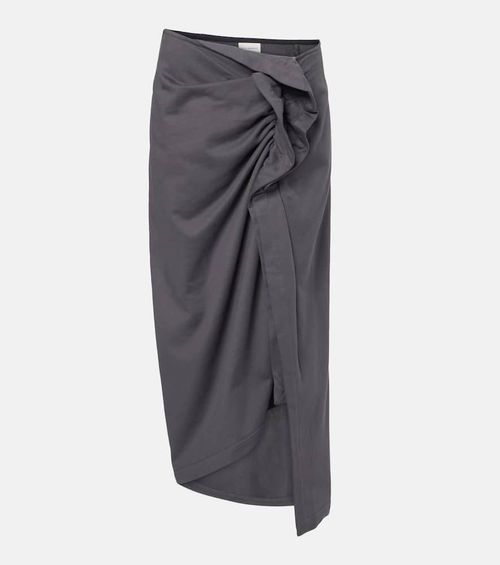 Ruffled cotton midi skirt