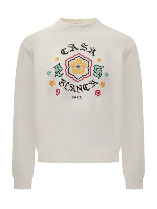Pullover with Embroidered Logo and Floral Design