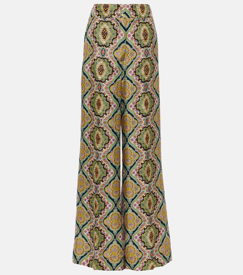 Printed silk wide-leg pants