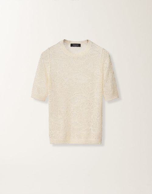 Sweater in micro sequins, mastice
