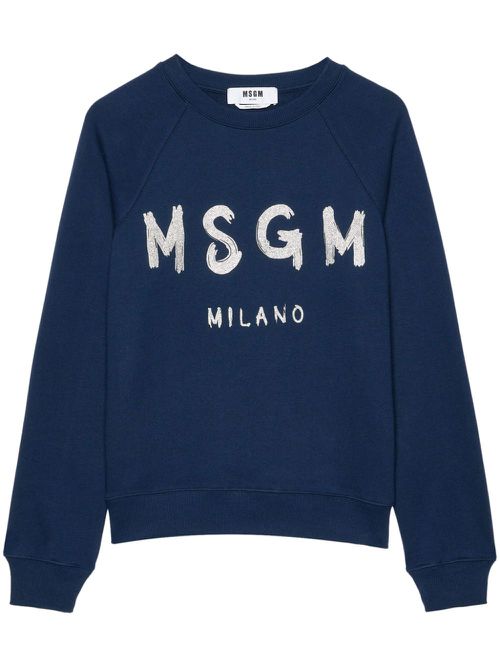 Logo-print cotton sweatshirt - Blue