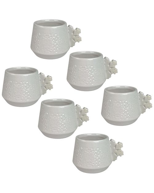 Set Of 6 Snowflake Handle Espresso Demitasse Cups
