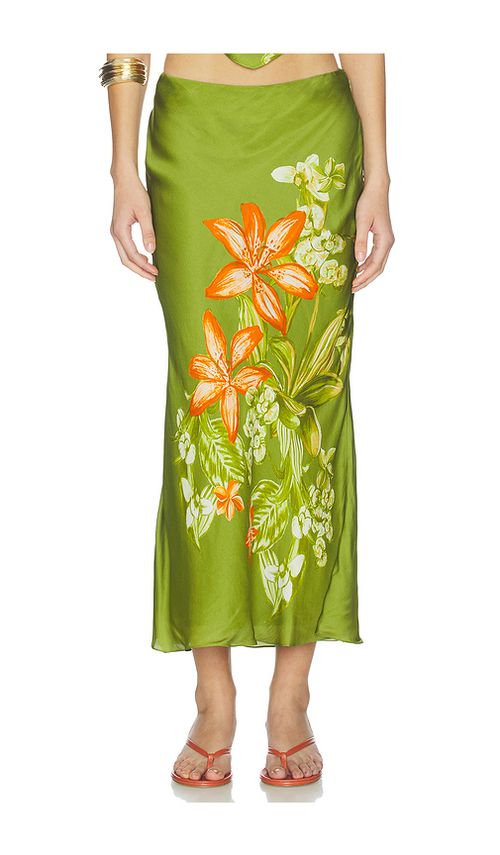 ROCOCO SAND Midi Skirt in Green. S. Also in XXS, XS, M, L