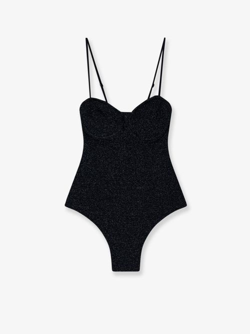 Lurex Technical Fabric Swimsuit — Black