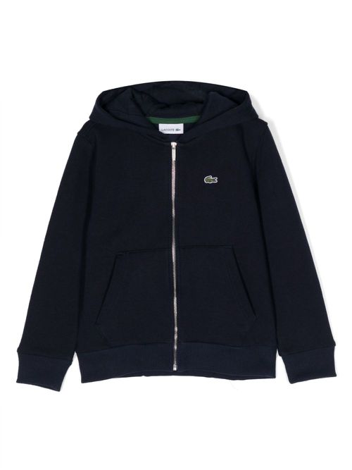 Logo-embroidered zip-up hoodie - Blue