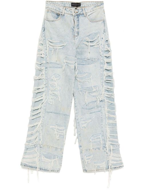 Ultra-flare distressed jeans - Blue