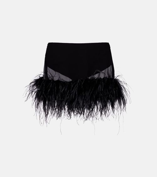 Sheer feather-trimmed miniskirt