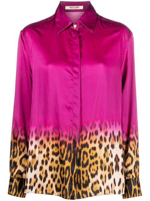 Gradient leopard print blouse - Pink