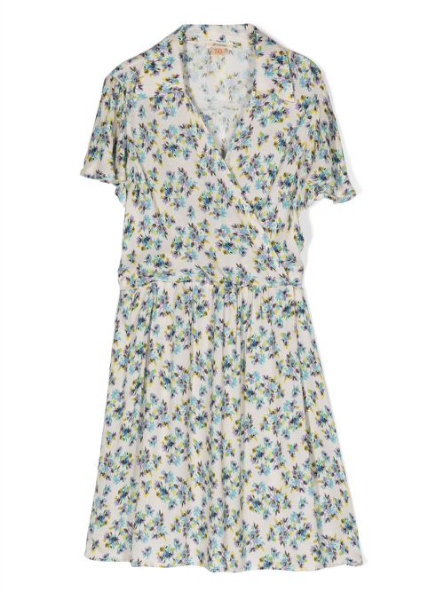 Peppa watercolour floral-print dress - White