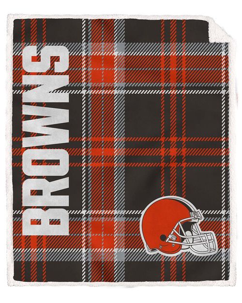 Cleveland Browns Nfl Team Classic Plaid Sherpa Throw