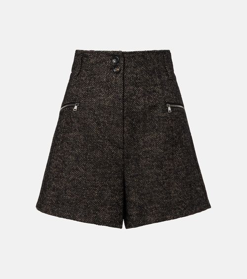 Herringbone wool-blend shorts