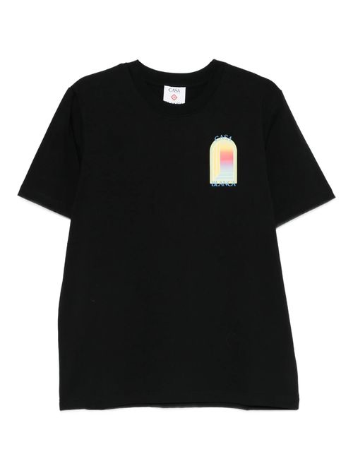 Chest Graphic Straight Hem Cotton T-Shirt