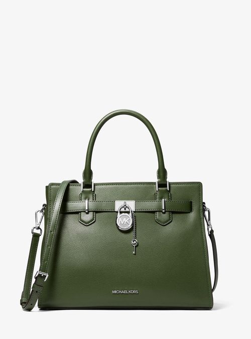 Landon Medium Leather Satchel in Green - One Size