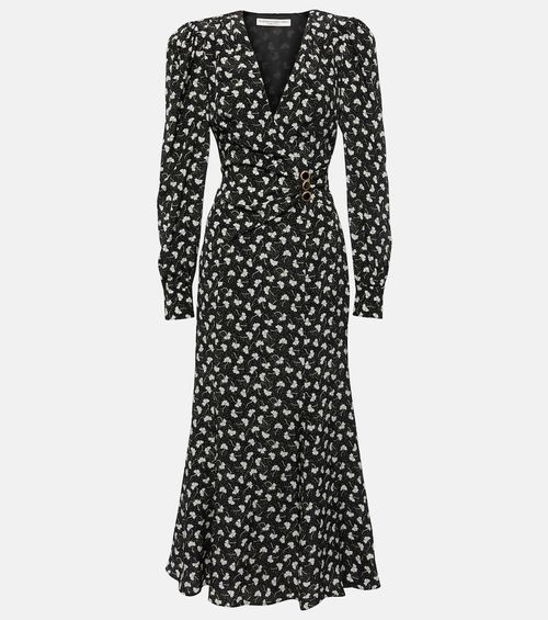 Printed silk midi dress