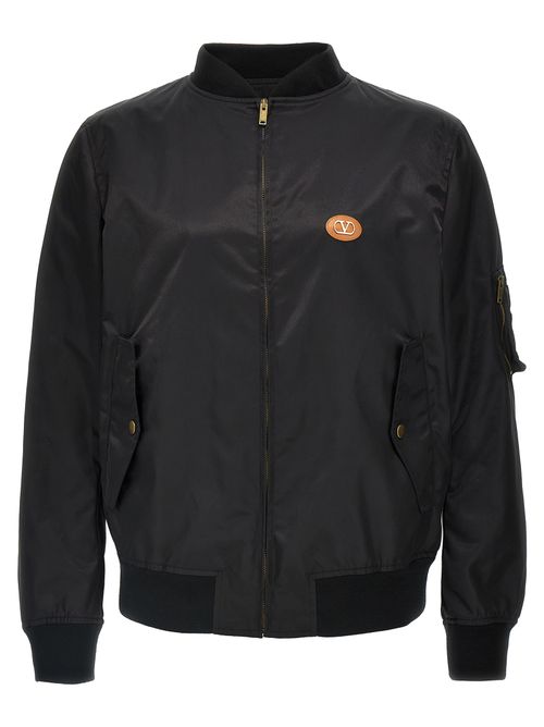 Logo-Patched Polyamide Bomber Jacket — Black
