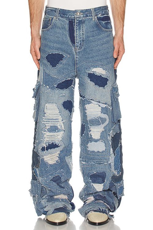 Who Decides War by Ev Bravado Unearthed Denim Cargo Pants in Denim - Blue. 32 also