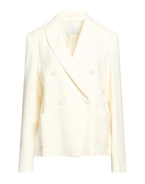 Woman Blazer White Size 8 Wool, Cotton, Silk, Linen