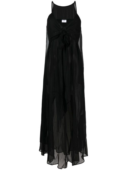 Semi-sheer silk slip dress - Black