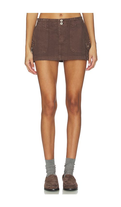 GUIZIO Anais Cargo Mini Skirt in Chocolate. M. Also in XXS