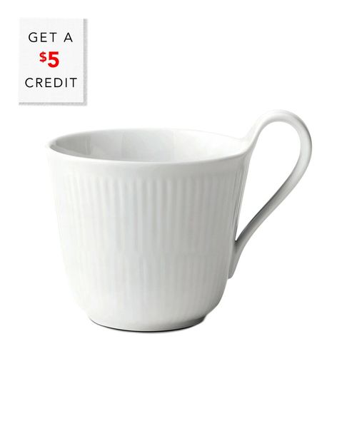 White Fluted Mega High Handle Mug With $5 Credit