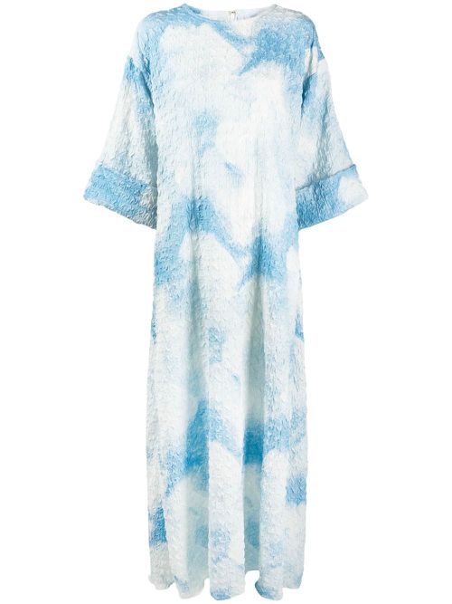Cloud-print jacquard kaftan dress - Blue
