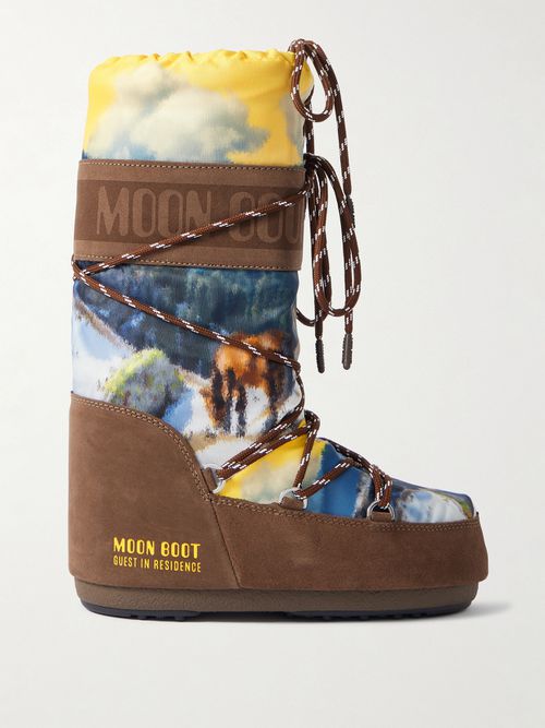 + Guest In Residence Icon Postcard Suede-trimmed Printed Shell Snow Boots - Brown