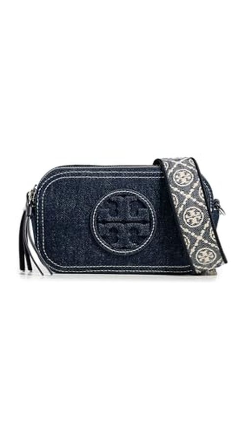 Tory Burch Women's Miller Denim Mini Crossbody Bag, Royal Navy, One Size