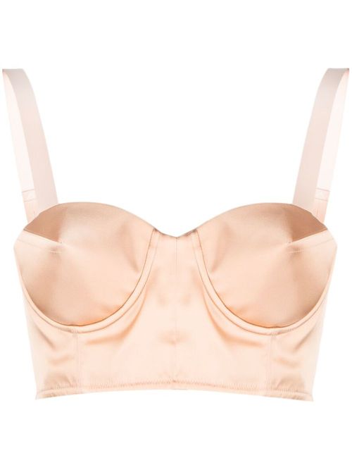 Cropped satin bustier blouse - Neutrals