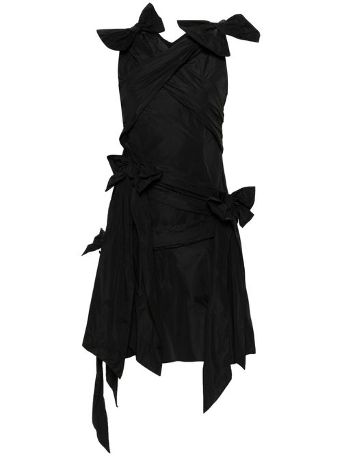 Draped bow-detail mini dress - Black