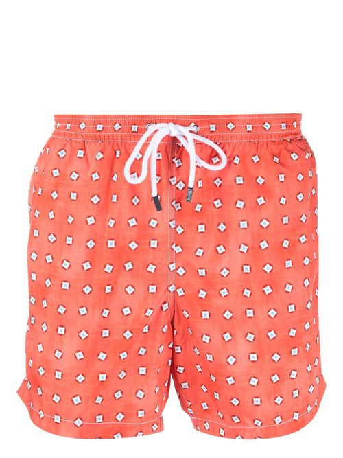 Graphic-print swim shorts - Red