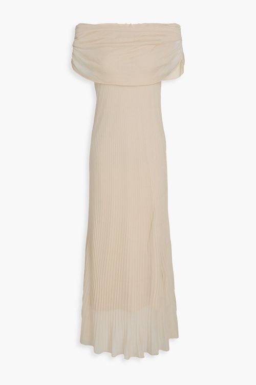 Laurelle off-the-shoulder ribbed-knit maxi dress - Neutral - S