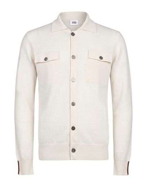 Man Cardigan Ivory Size 42 Geelong Wool