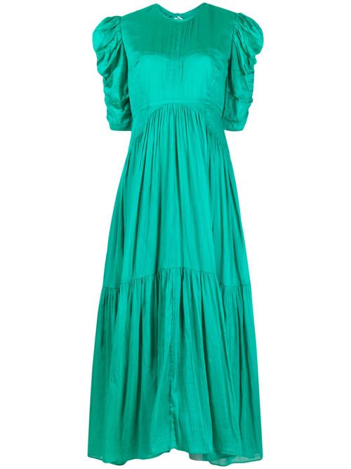 Puff-sleeve tiered dress - Green