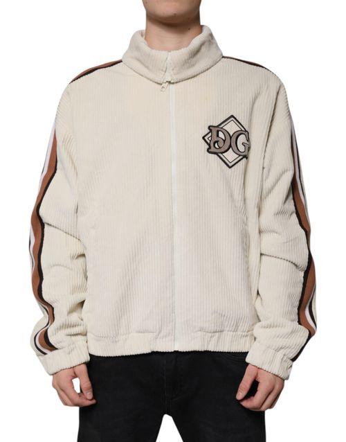 Logo Appliqué Cotton Corduroy Jacket — Beige
