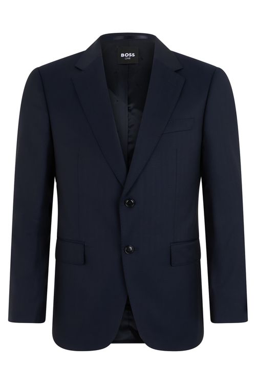 Single-Breasted Virgin Wool Slim-Fit Jacket with Classic Lapel