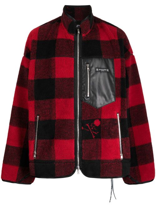 Checked zip-pocket jacket - Red