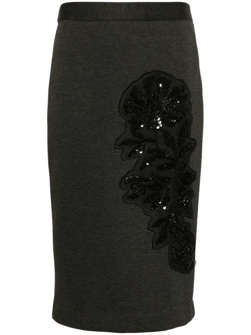 Sequin-embellished midi skirt - Grey