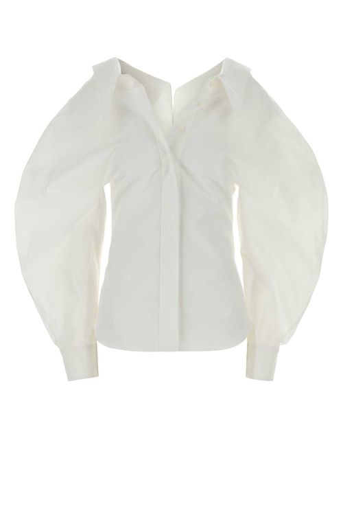 Puff-Sleeve Cotton Shirt — White