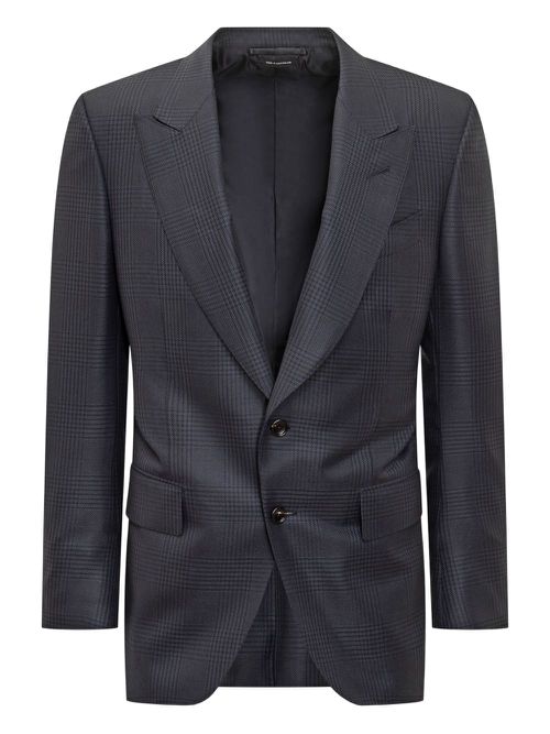 Checked two-button jacket - Black