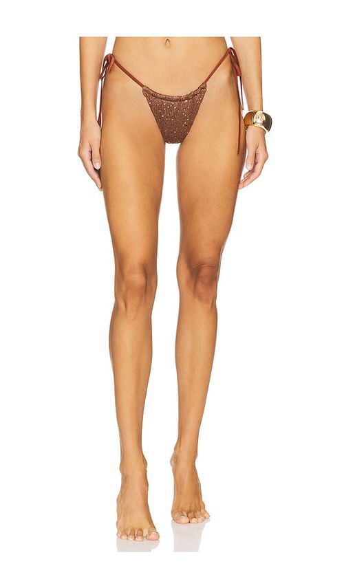 ASTA RESORT Lio Bikini Bottom in Cocoa Sequin in Brown. -  XL also in L