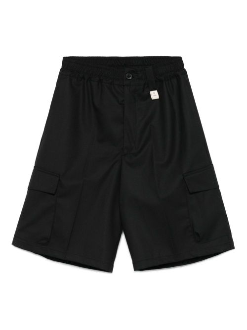 Elasticated-waist cargo shorts - Black