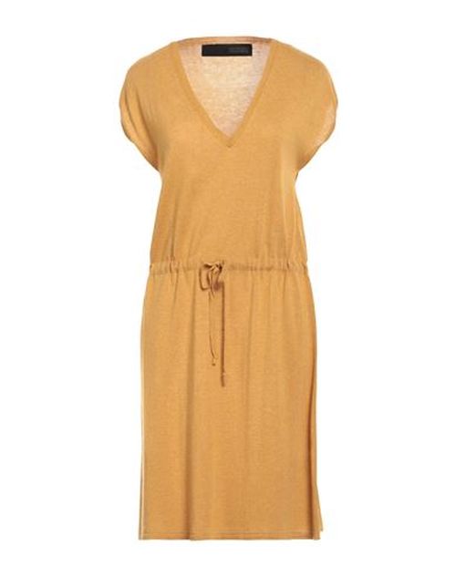 Woman Mini dress Mustard Size L/XL Linen, Viscose, Cotton
