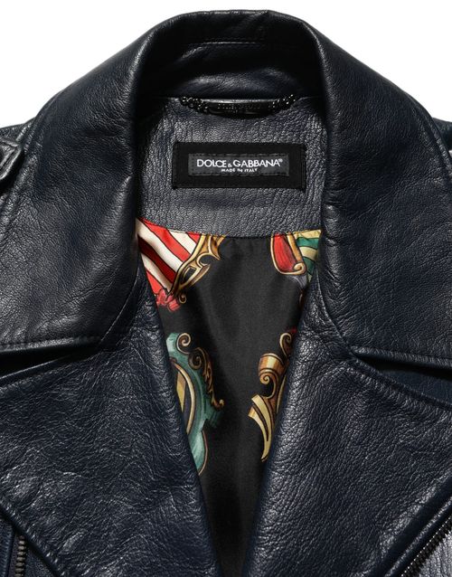Goatskin Leather Biker Jacket — Black