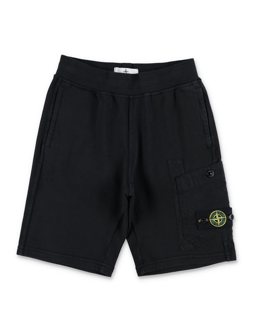 Bermuda Shorts in Cotton, Characterized by an Elasticated Waist, Two Side Welt Pockets, One Welt Pocket on the Back, and an Applied Pocket with the Compass Logo Label