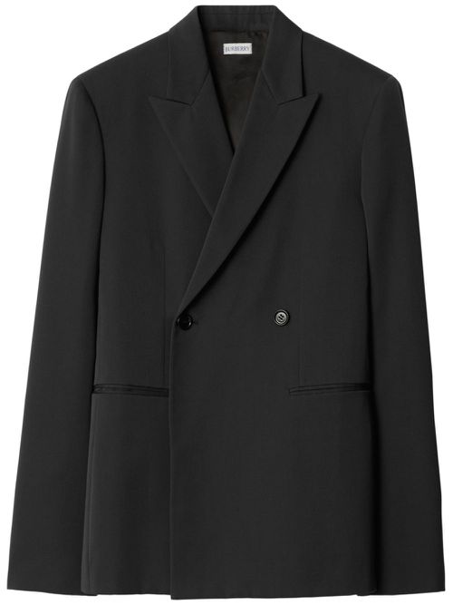 Double-breasted wool blazer - Black