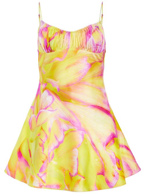 Eden silk pattern mini dress - Yellow