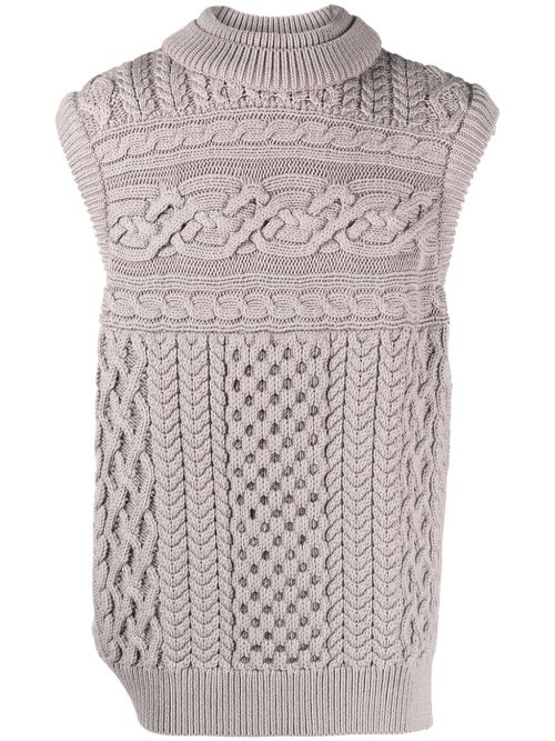 Oversized merino-wool vest - Grey