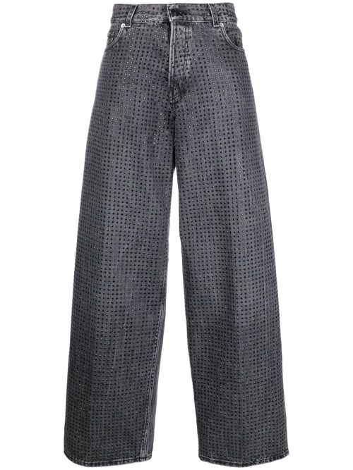 Bethany rhinestone-embellished wide-leg jeans - Grey