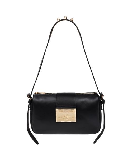 East West Shoulder Bag with Belt Buckle Tab - Black